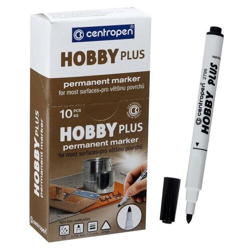 Маркер перманентный CENTROPEN HOBBY PLUS, 1-3 мм черный круглый