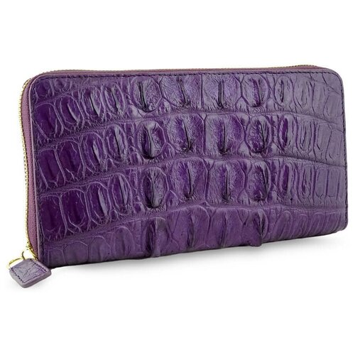 Портмоне Exotic Leather на одной молнии из натуральной кожи крокодила Purple