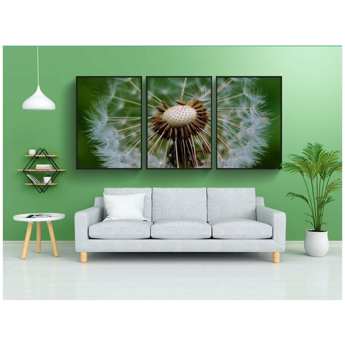 фото Набор модулных постеров для интерьера "одуванчик, завод, природа" 60x90 см. в тубусе, без рамки lotsprints