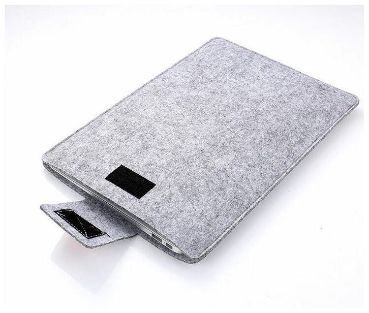 Чехол войлочный на липучке для ноутбука 15.6-16 дюймов, размер 39-29-2 см, светло-серый