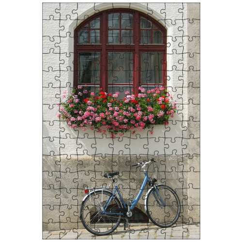 фото Магнитный пазл 27x18см."германия, велосипед, окно" на холодильник lotsprints