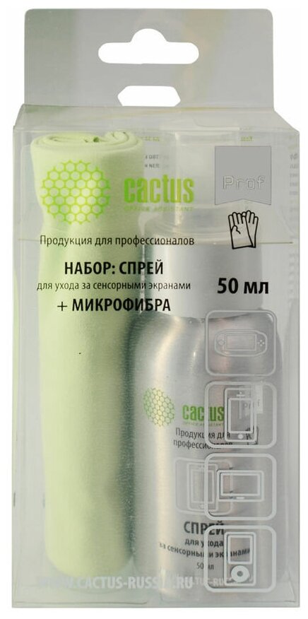 Чистящий набор Cactus CSP-S3001AL, 50 мл, 1 шт для экранов и оптики