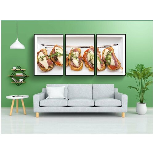фото Набор модулных постеров для интерьера "брускетты, итальянская кухня, закуска" 60x90 см. в тубусе, без рамки lotsprints