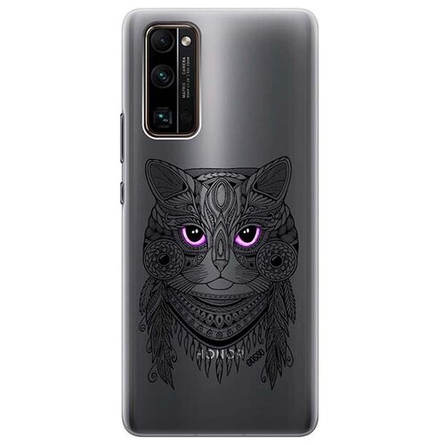 фото Ультратонкий силиконовый чехол-накладка для honor 30 pro+ с 3d принтом "grand cat" gosso