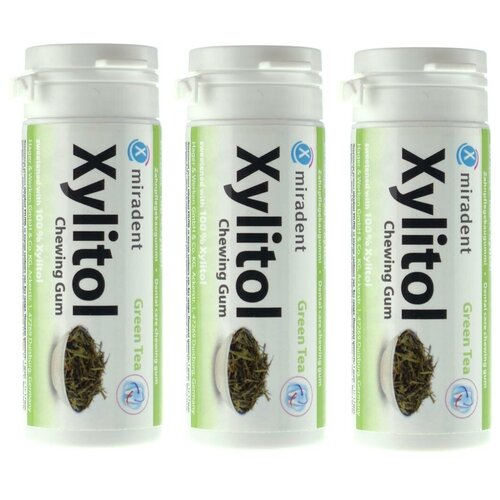 фото Жевательная резинка miradent xylitol (зелёный чай) (3 упаковки) docdont