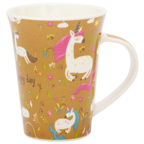 Кружка Единорог Счастливый день (N 2) розовый 350 мл / Unicorn mug