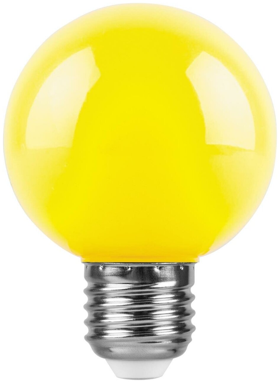 Feron Лампа св/д шар G60 E27 3W(220°) желтая матовая 84x60 д/гирлянды Белт Лайт LB-371 25904
