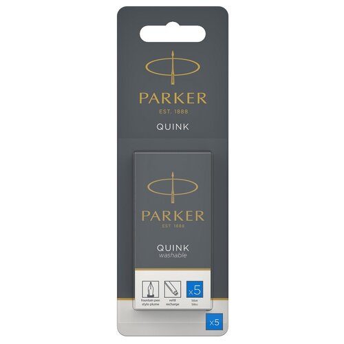 Картридж для перьевой ручки PARKER Quink Z11 Washable в блистере синий 5