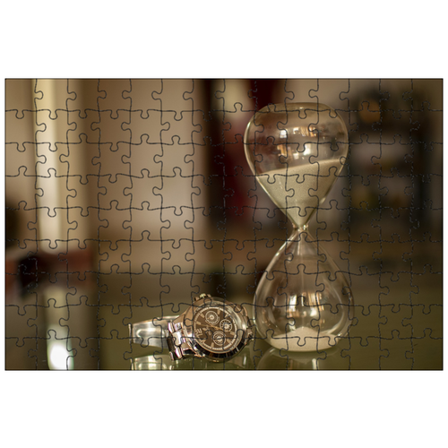 фото Магнитный пазл 27x18см."песочные часы, часы, песок" на холодильник lotsprints