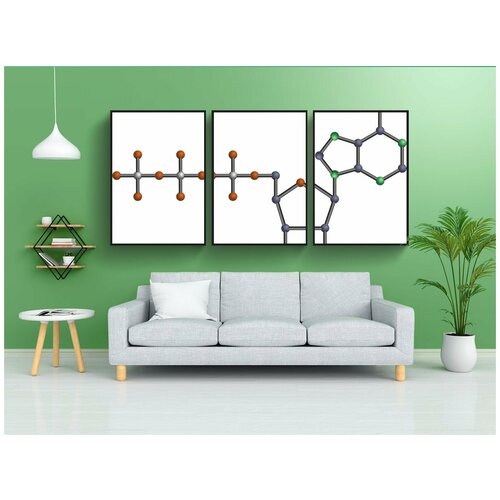 фото Набор модулных постеров для интерьера "молекула, нуклеотид, атп" 60x90 см. в тубусе, без рамки lotsprints