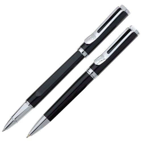 Набор Pierre Cardin Pen & Pen: ручка шариковая + роллер, латунь, цвет черный (PC0829BP/RP)