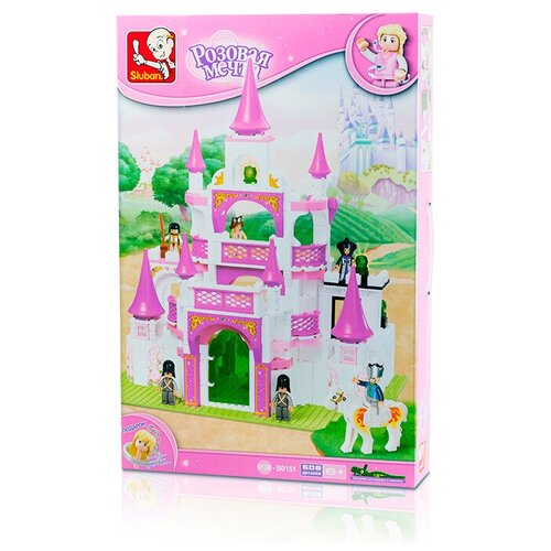 фото Конструктор пластмассовый sluban "розовая мечта: спасение принцессы" (трехэтажный замок, мебель, фиг