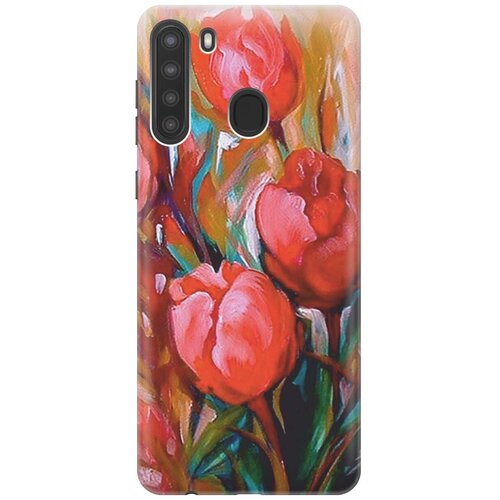 фото Gosso ультратонкий силиконовый чехол-накладка для samsung galaxy a21 с принтом "тюльпаны"
