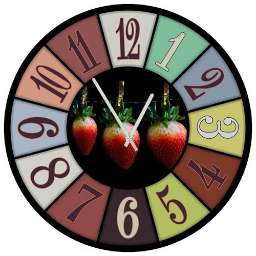 фото Svs настенные часы svs 3002787 клубнички на прищепках