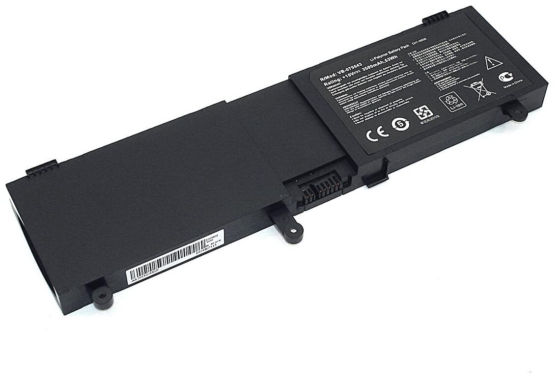 Аккумуляторная батарея для ноутбука Asus N550J (N550-4S1P) 15V 3500mAh OEM черная