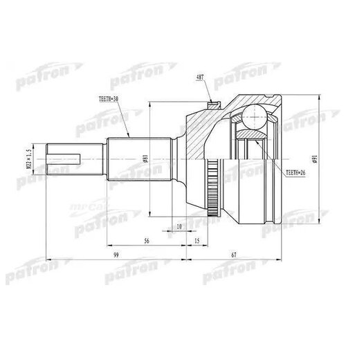 фото Patron pcv1433 шрус наружный с кольцом abs 30x62x26 abs48t toyota camry acv30/mcv30 01-06