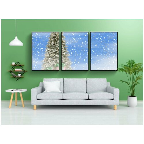 фото Набор модулных постеров для интерьера "мотив рождества, рождество, праздничный" 60x90 см. в тубусе, без рамки lotsprints
