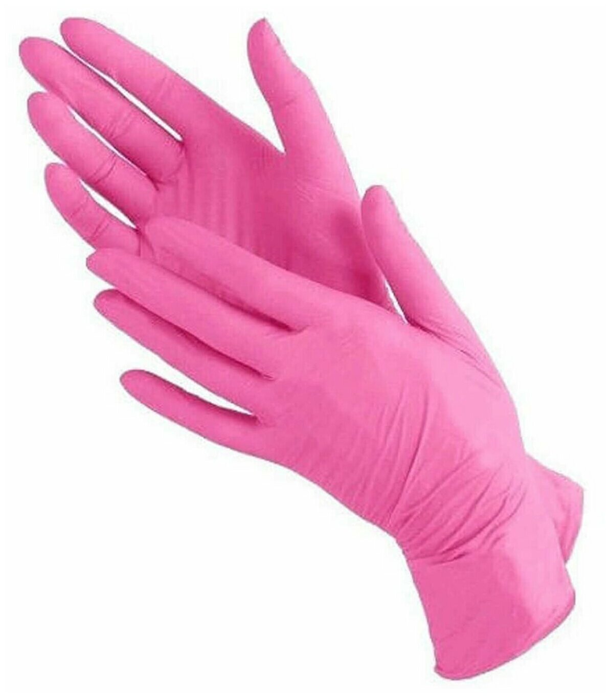 Wally plastic, перчатки одноразовые нитриловые, гипоаллергенные, текстурированные - 100 шт. (50 пар), размер M, розовый - фотография № 1