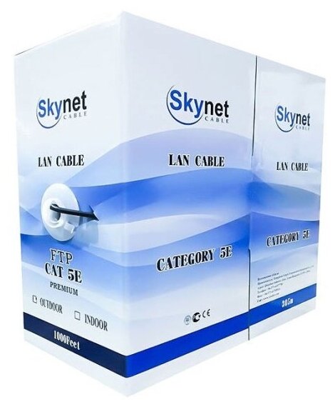 Кабель Skynet Standart UTP indoor 4x2x0,48, медный, FLUKE TEST, кат.5e, однож, 305 м, box, серый