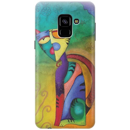 фото Re:pa накладка transparent для samsung galaxy a8 (2018) с принтом "разноцветный котик"