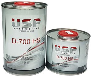 Фото Комплект (отвердитель для лака, лак) USP AUTOMOTIVE Premium D-700 HS 2:1 Clear Coat, 2 шт.