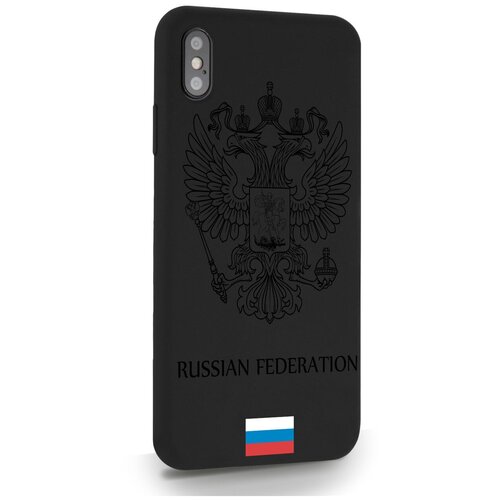фото Черный силиконовый чехол musthavecase для iphone xsmax черный лаковый герб россия для айфон 10с макс противоударный