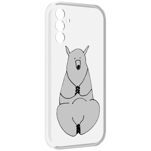 Чехол MyPads Серый медведь для Samsung Galaxy M13 задняя-панель-накладка-бампер