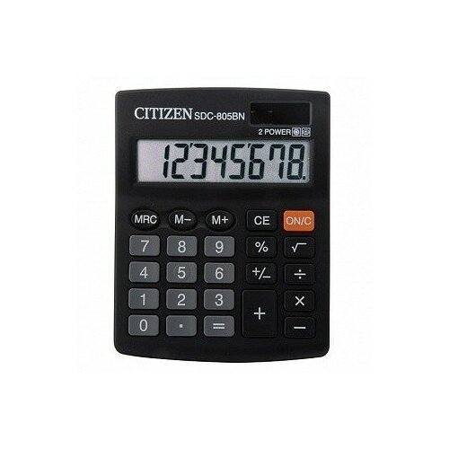 Калькулятор бухгалтерский Citizen SDC 805, 8 разрядов, черный