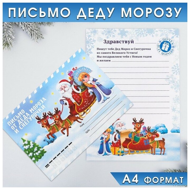 Письмо от Деда Мороза и Снегурочки Зима 10 шт