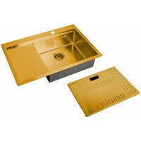 Мойка кухонная Zorg ZM N-7852-R BRONZE бронза с накладкой, с бортиком для аксессуаров, чаша справа крыло слева