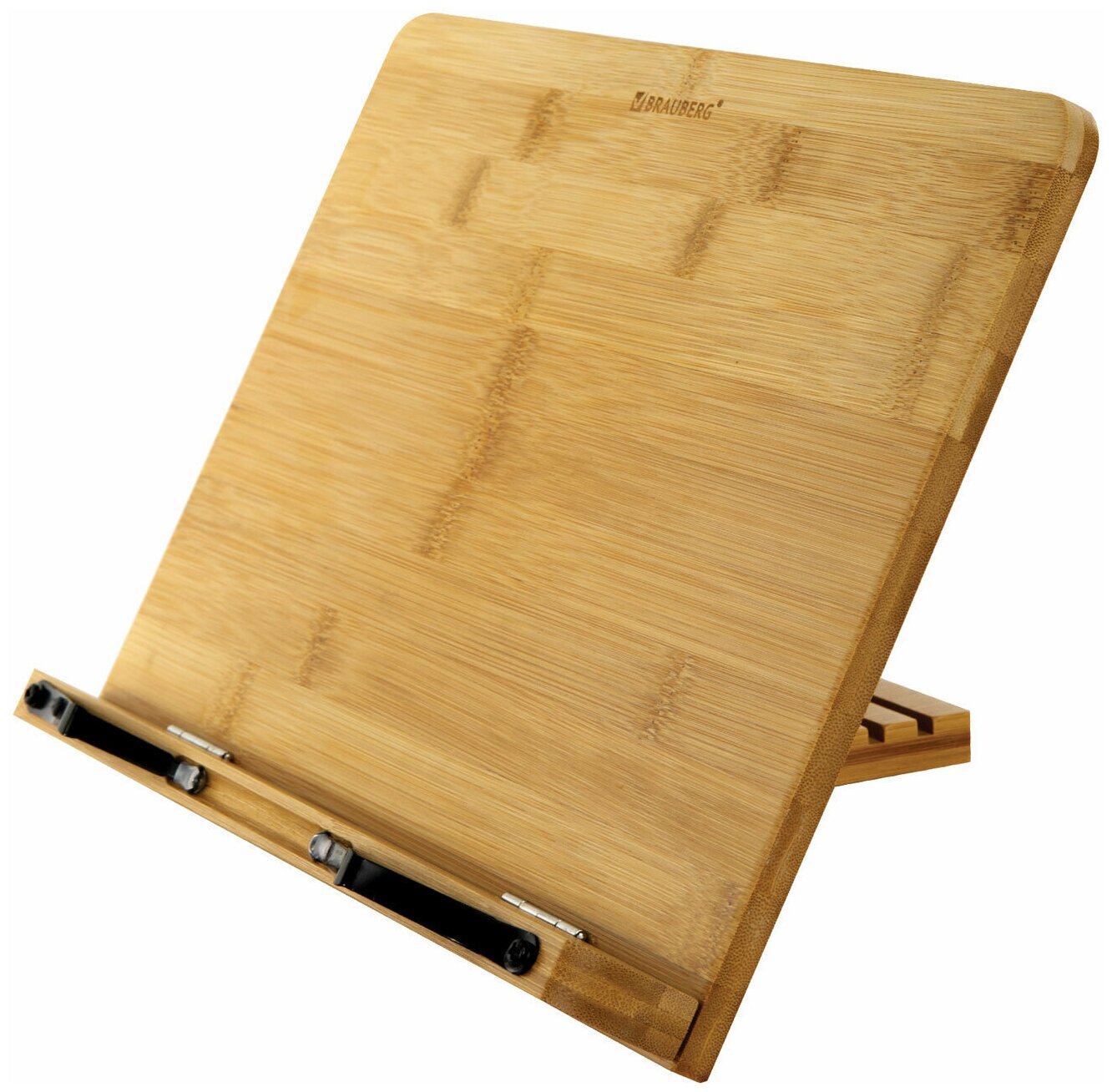 Подставка для книг и планшетов большая бамбуковая BRAUBERG, 34х24 см, регулируемый угол, 237896
