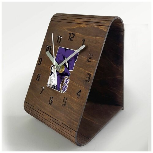 Настольные часы из дерева, цвет венге, яркий рисунок аниме евангелион - 104