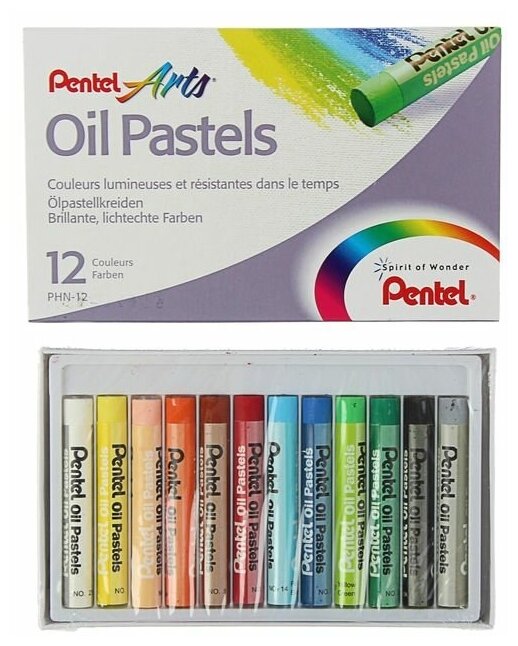 Пастель масляная 12цв Pentel 8/60мм, в картоне 1416816