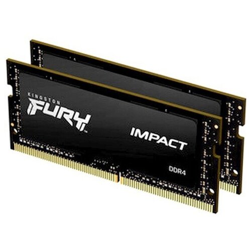 Оперативная память Kingston SO-DIMM DDR4 64Gb (2x32Gb) 2666MHz pc-21300 FURY Impact Black (KF426S16IBK2/64) оперативная память kingston fury impact 32 гб 16 гб x 2 ddr4 2666 мгц sodimm kf426s16ibk2 32