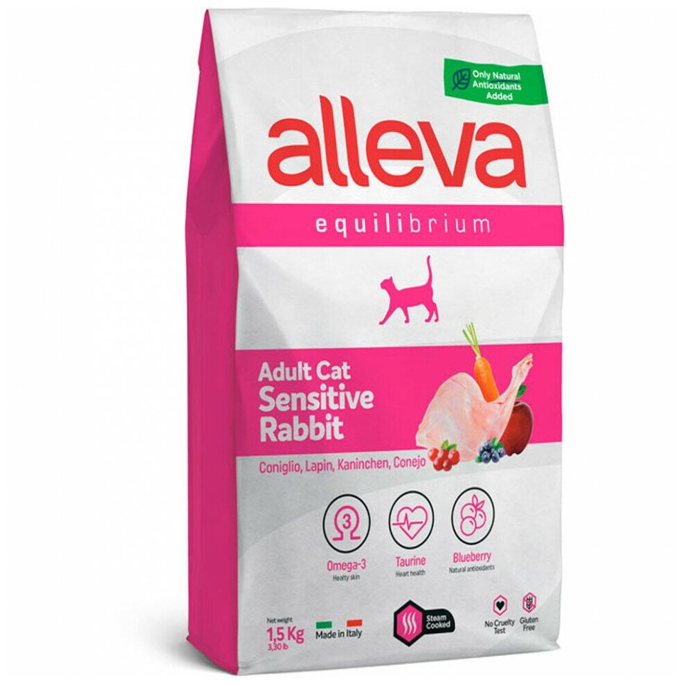 Корм Alleva Equilibrium Adult Cat Sensitive Rabbit для взрослых кошек, кролик, 10 кг - фотография № 2