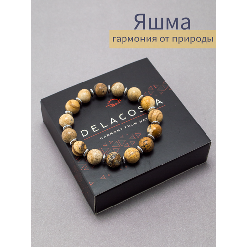 фото Браслет delacosta, гематит, яшма, 1 шт., размер 19 см, размер l, коричневый