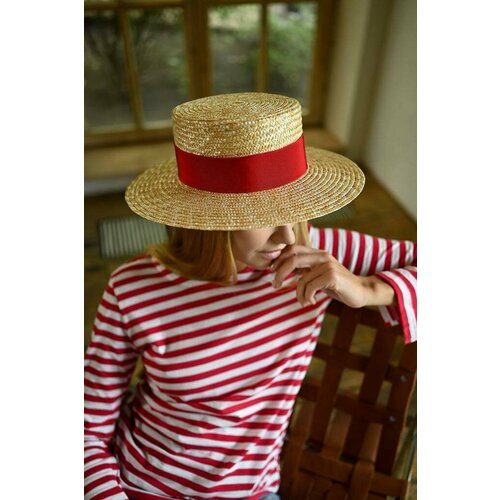 фото Шляпа myari, размер 50/60, бежевый