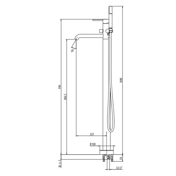 GATTONI Circle Two 9108/91NO Напольный смеситель для ванны - фотография № 4