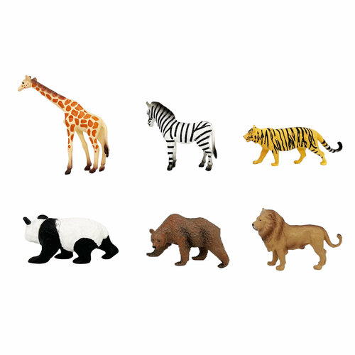 Набор фигурок - Дикие животные (в наборе 6 видов) наклейки дикие животные 1 глиттер панда жираф 16х9 7 см