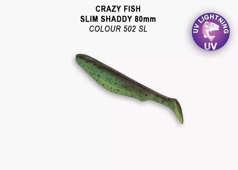 Силиконовая приманка мягкая съедобная Crazy Fish Slim Shaddy 3.2" 80 мм 56-80-502SL-7 5 шт.