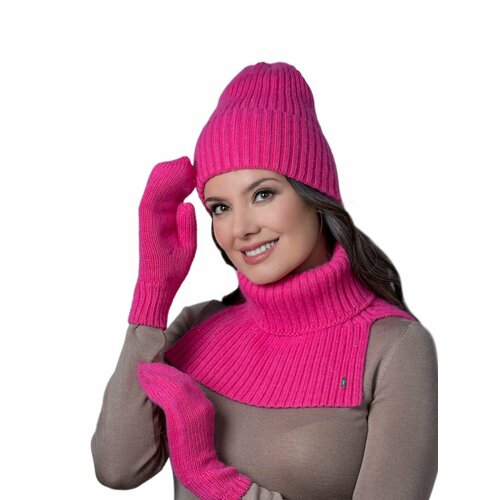 фото Шапка бини landre, размер 56-59 см, розовый, красный