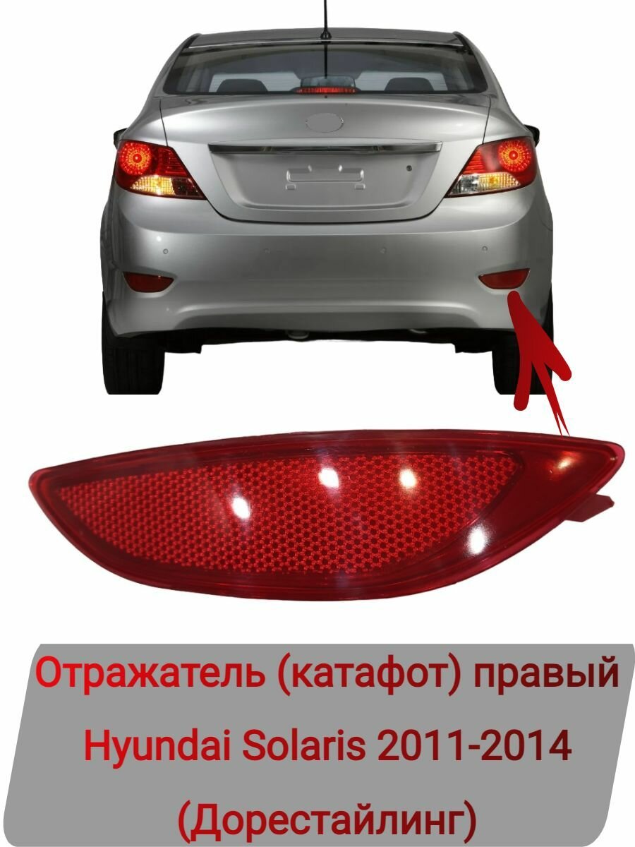 Отражатель (катафот) правый Hyundai Solaris 2011-2014