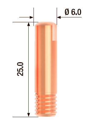 Контактный наконечник M6х25 мм диаметр 0.9 мм (10 шт)