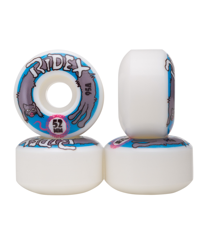 Комплект колес для скейтборда 52x32 мм, 95A, белый, RIDEX