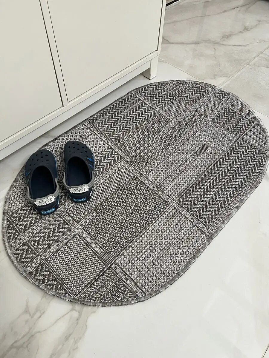 Коврик циновка Natali's Carpets латексная основа овальный 60x100см противоскользящий серый