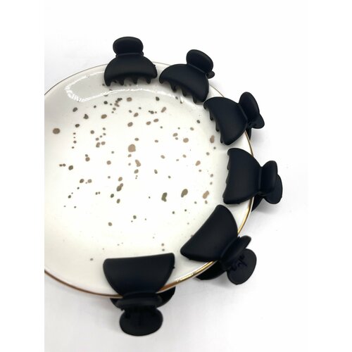 Крабики для волос черные заколки черные матовые крабики набор 6 шт