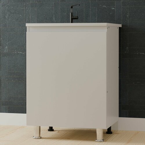 Кухонный модуль напольный под мойку со столешницей с дверью Севилья 60х60х85 см на ножках тумба под раковину белая 3992₽