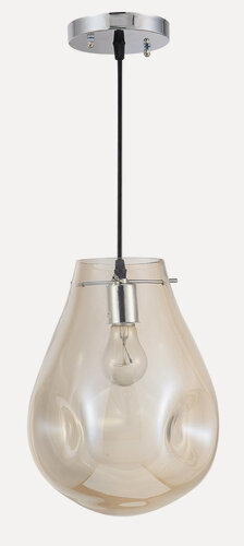 Изображение товара Люстра подвес De Fran SP-0804 BK+Bl (беж.) E27 220В 1*60Вт, стекло "капля" бежевый (d20*h30/120см), серия Капля