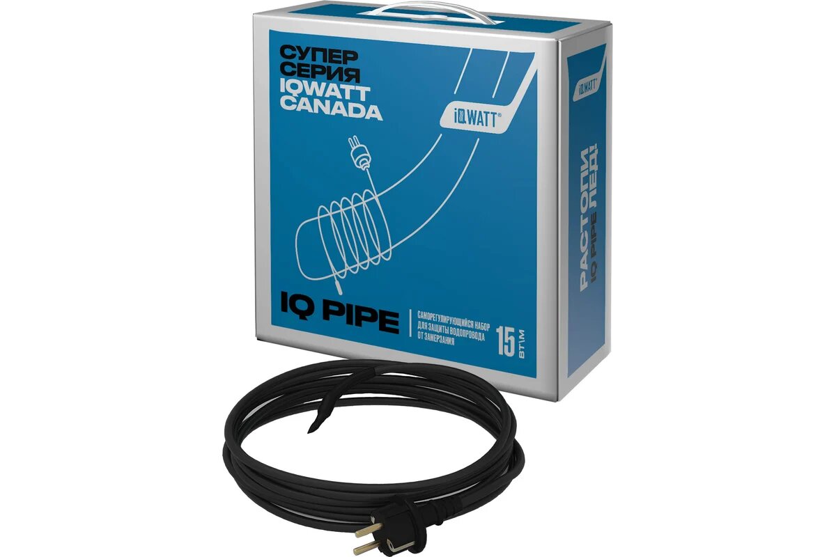 IQWATT Саморегулирующийся комплект для защиты водопровода от замерзания 15 Вт м   IQ PIPE   2 m 301