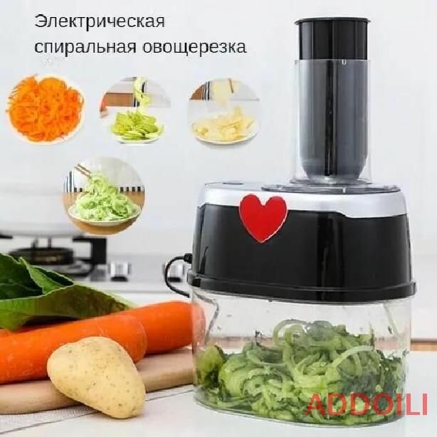 Электрическая терка для овощей, мультирезка электрическая,7 насадок, Подходит для толстой корейской тертой моркови и капусты